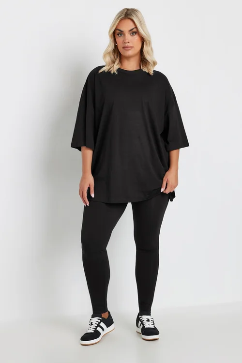 Yours Curve Black Oversized Boxy T Shirt - 26-28 Image 3