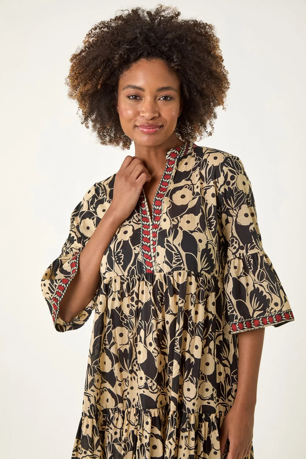 Roman Brown Floral Print Border Maxi Dress - 16 Image 4