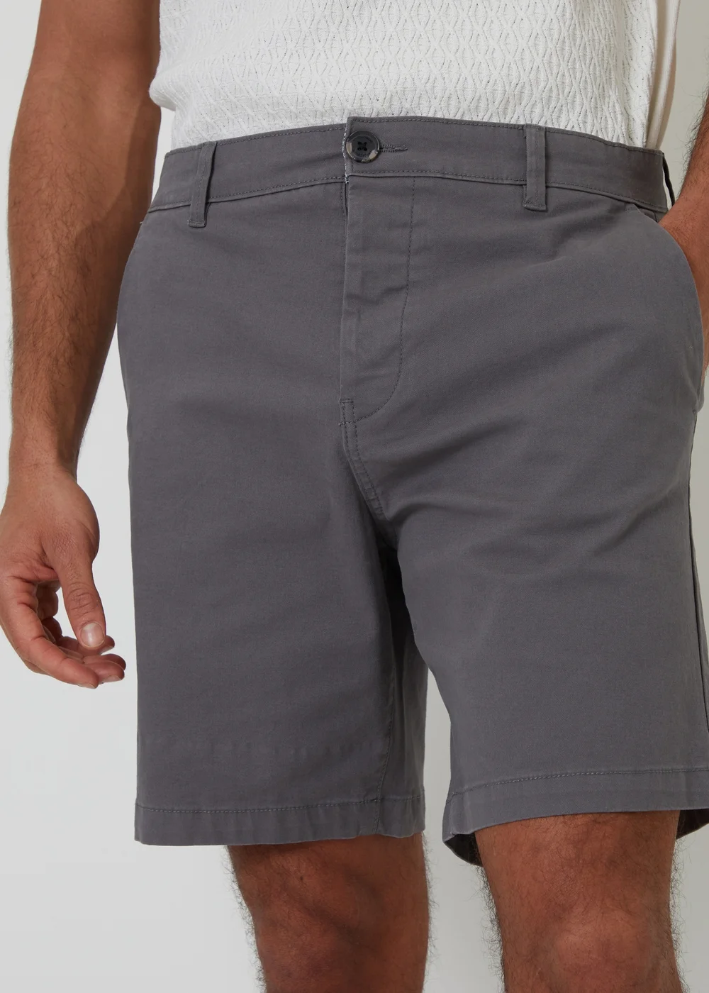 Threadbare Dark Grey Cotton Regular Fit Stretch Chino Shorts - 36/L32 Image 4
