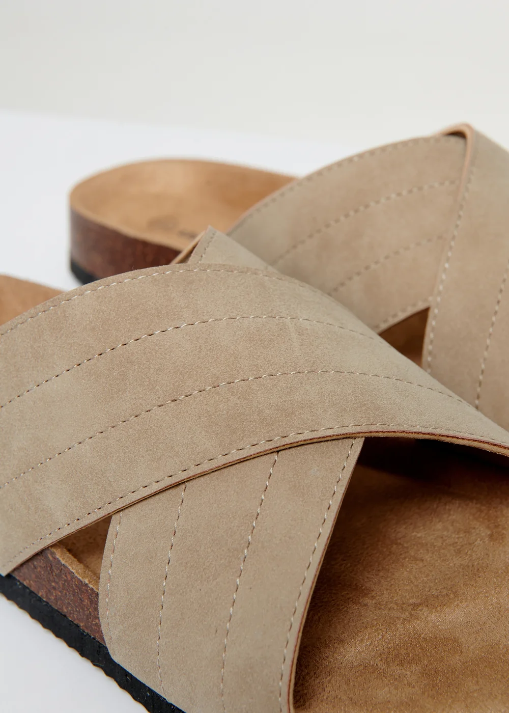 Threadbare Beige Faux Suede Cross Strap Sandals - 12 Image 3