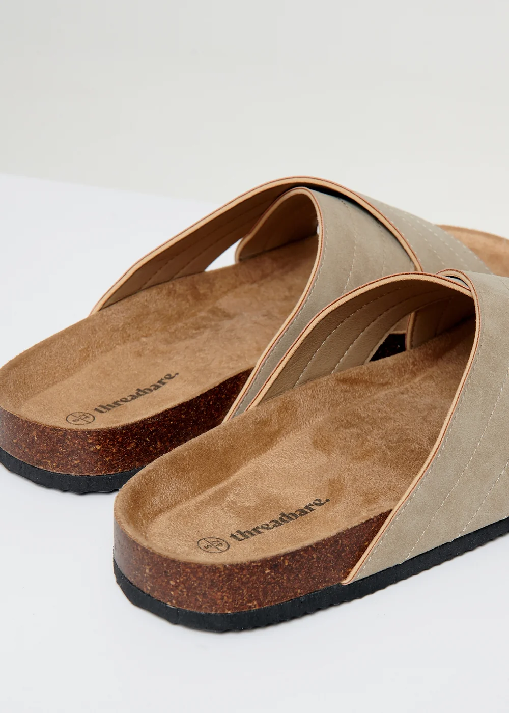 Threadbare Beige Faux Suede Cross Strap Sandals - 12 Image 4