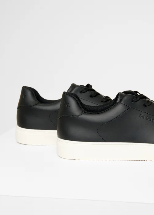 Threadbare Black Lace-Up Faux Leather Court Trainers - 9 Image 3