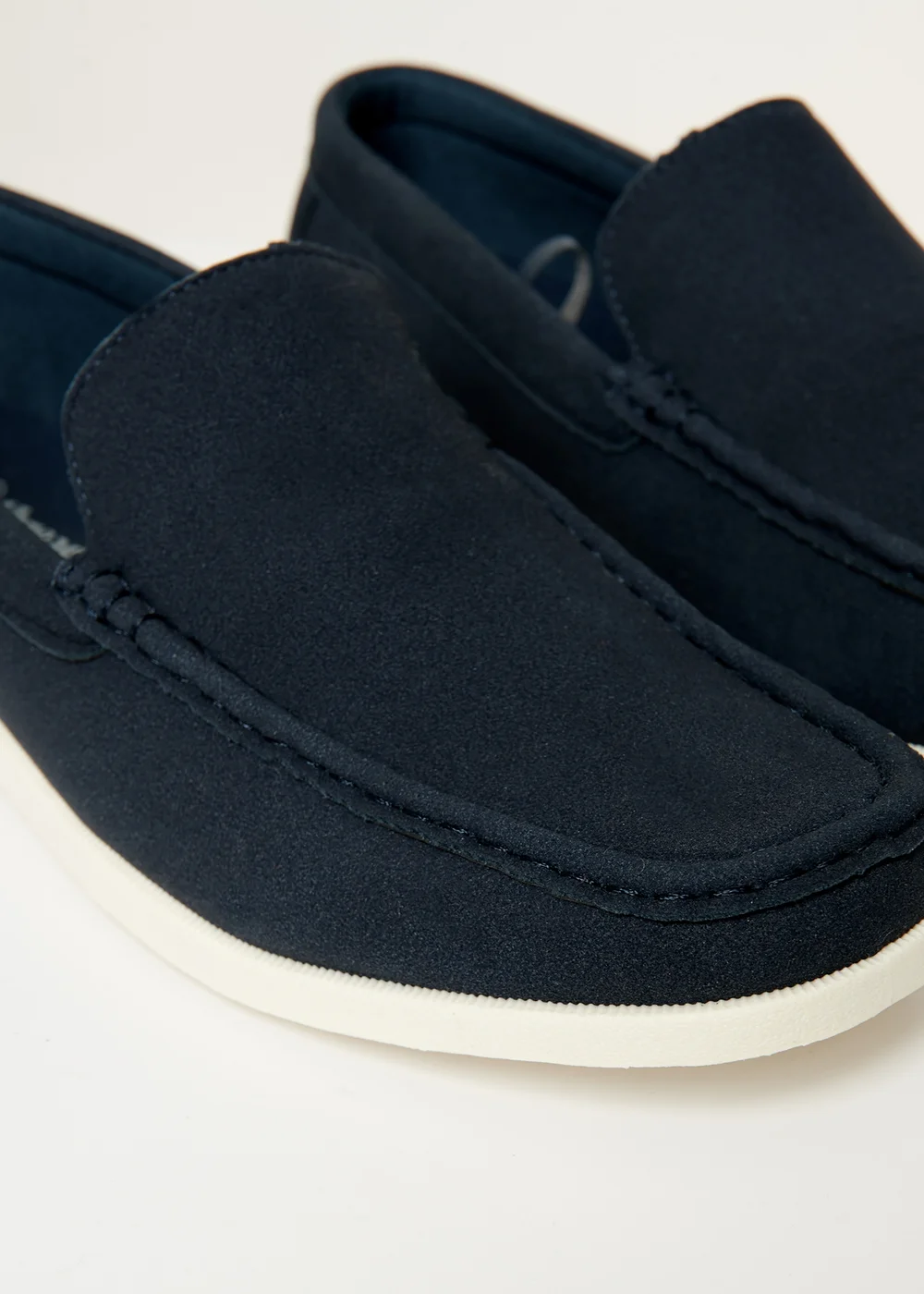 Threadbare Navy Faux Suede Slip On Loafers - 12 Image 2