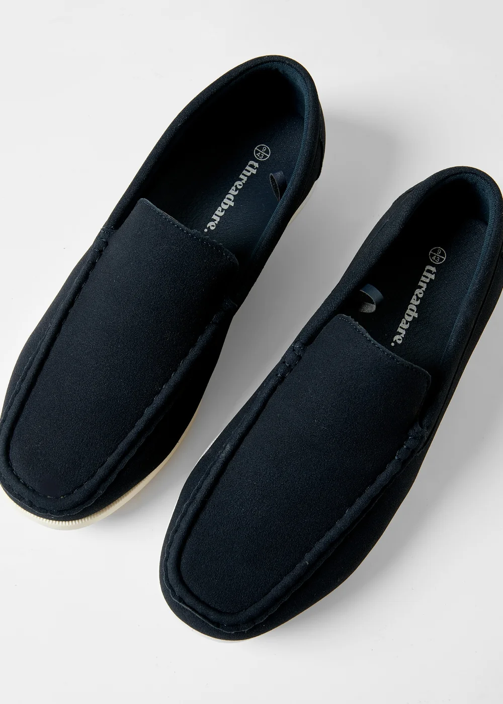 Threadbare Navy Faux Suede Slip On Loafers - 12 Image 1