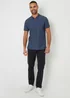 Threadbare Blue Textured Cotton Quarter Zip Polo Shirt - L Image 4