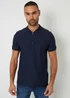 Threadbare Navy Textured Cotton Quarter Zip Polo Shirt - 2XL Image 1