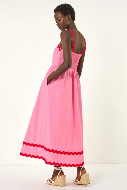 Roman Pink Contrast Ric Rac Midi Dress - 18 Image 3