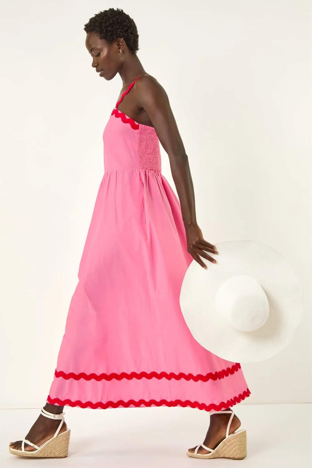 Roman Pink Contrast Ric Rac Midi Dress - 18 Image 1