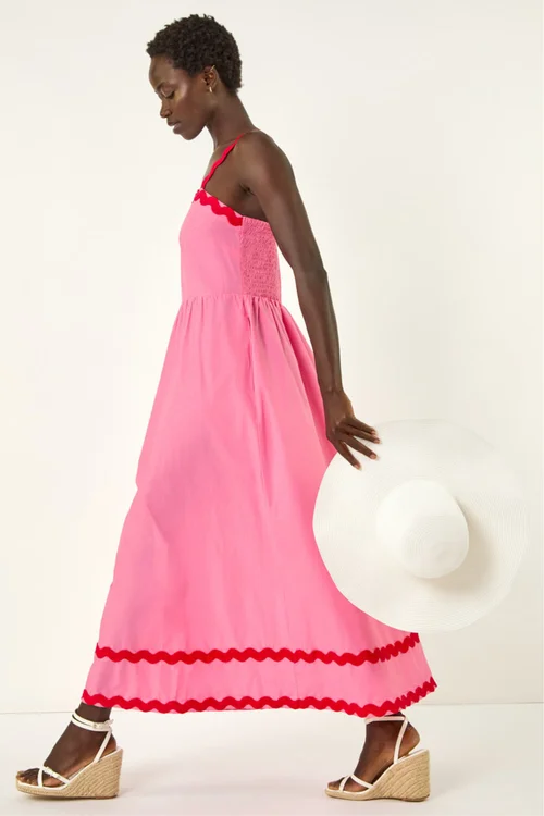 Roman Pink Contrast Ric Rac Midi Dress - 18 Image 1