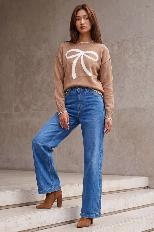 Roman Light Denim Cotton Blend Wide Leg Stretch Jeans