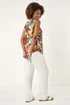 Roman Multi Abstract Print V-Neck Button Top - 10 Image 4