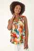 Roman Multi Abstract Print V-Neck Button Top - 10 Image 1