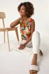 Roman Multi Abstract Print V-Neck Button Top - 10 Image 2