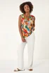 Roman Multi Abstract Print V-Neck Button Top - 10 Image 3