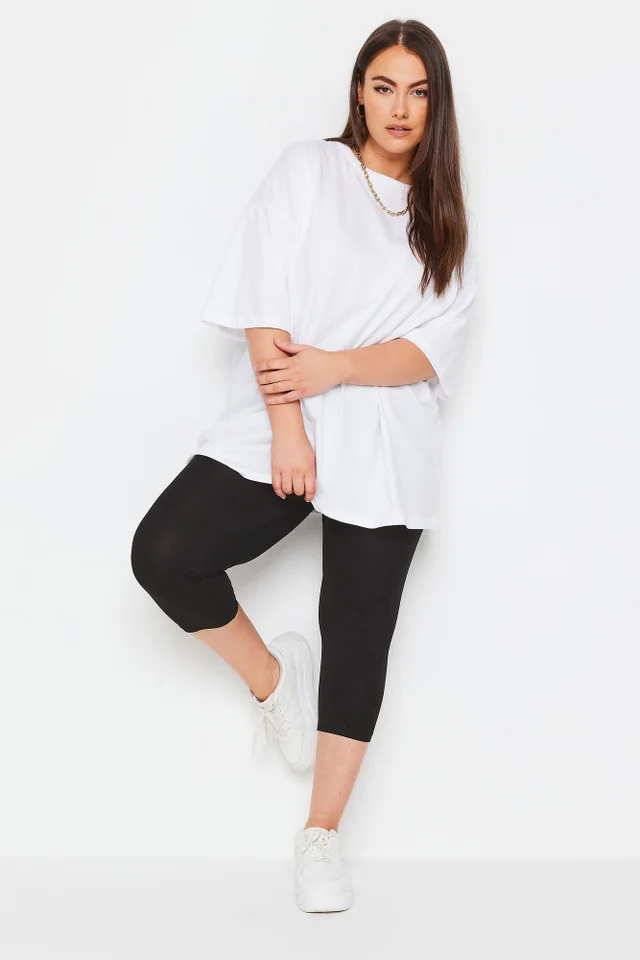 Yours 2 Pack Curve Black Stretch Cropped Leggings