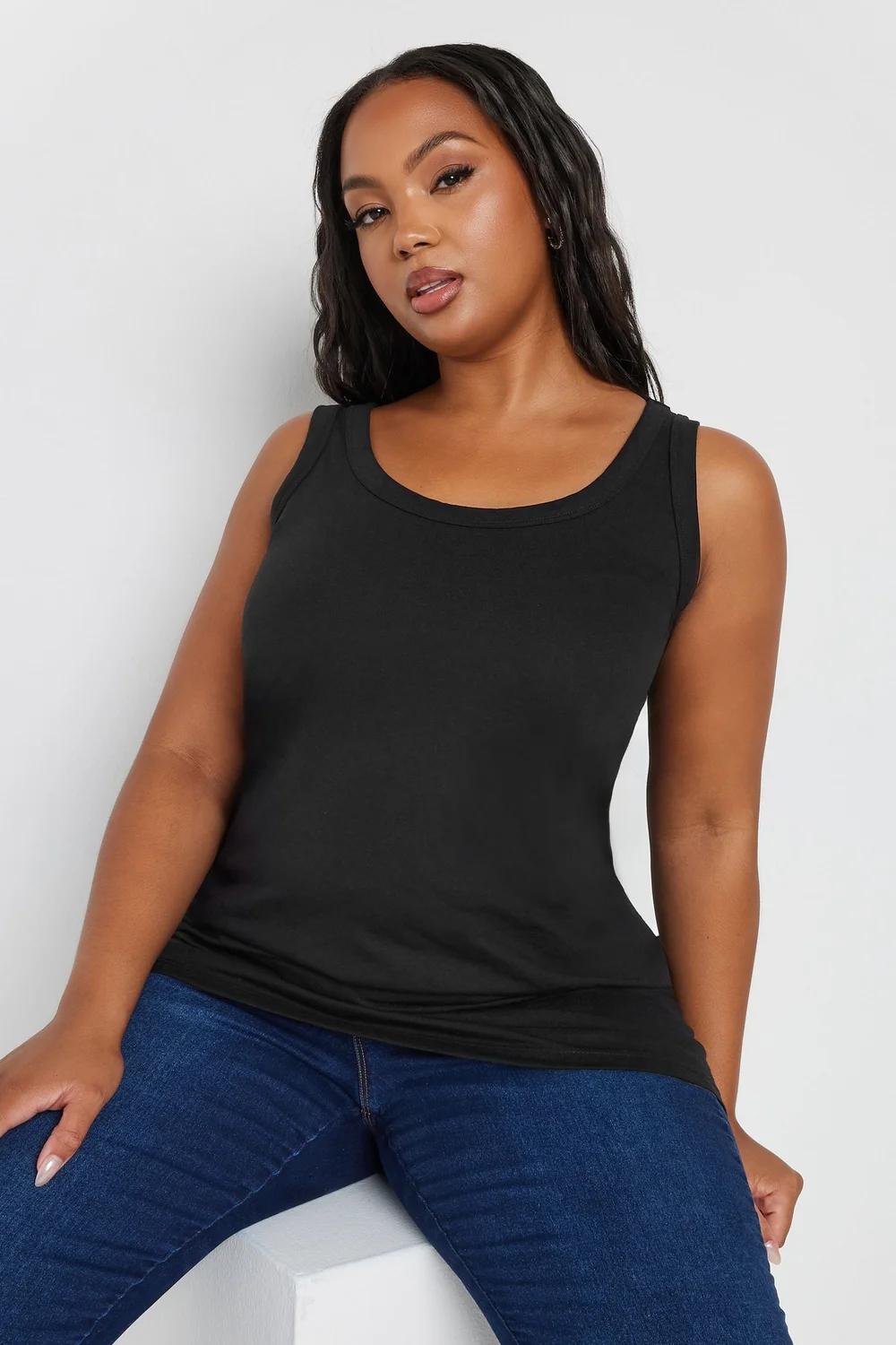 Yours 3 Pack Curve Navy Blue, Black & White Core Vest Tops - 22-24 Image 3