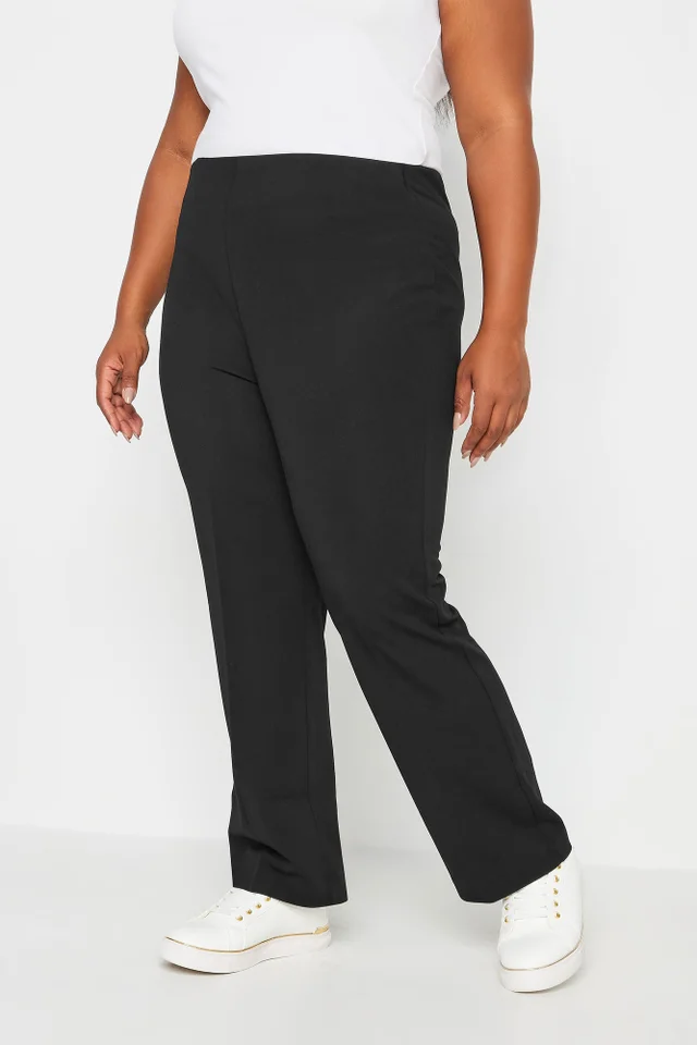 Yours Bestseller Curve Black Pull On Ribbed Bootcut Stretch Trousers