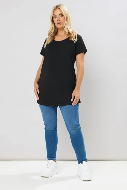 Yours Curve 2 Pack Black & White Longline T Shirts - 38-40 Image 3