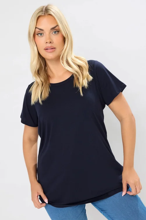 Yours 3 Pack Curve Navy Blue & Black Core T Shirts - 26-28 Image 3