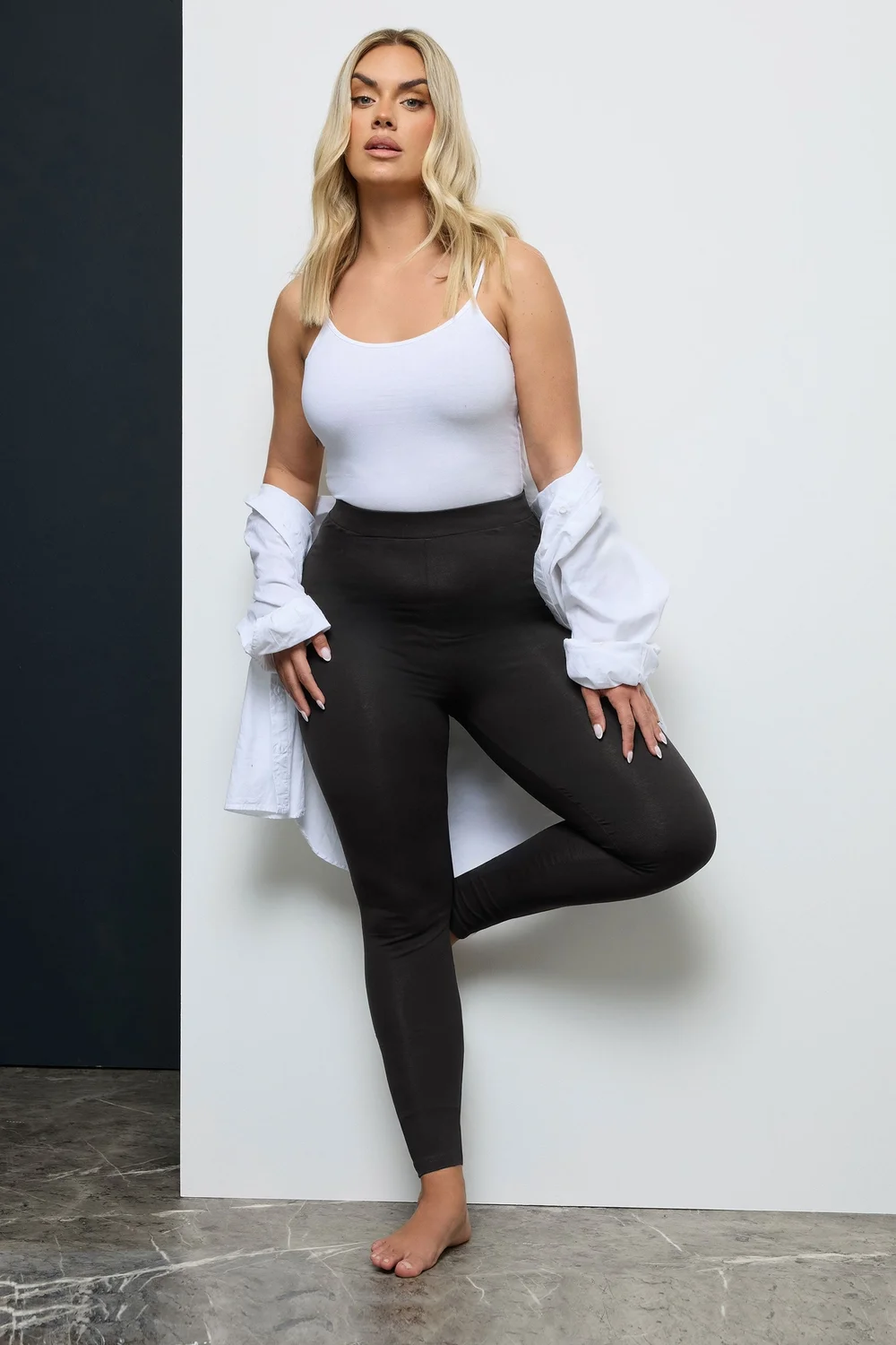 Yours For Good 2 Pack Curve Black Cotton Stretch Leggings - 26/L28 Image 3