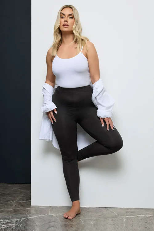 Yours For Good 2 Pack Curve Black Cotton Stretch Leggings - 26/L28 Image 3