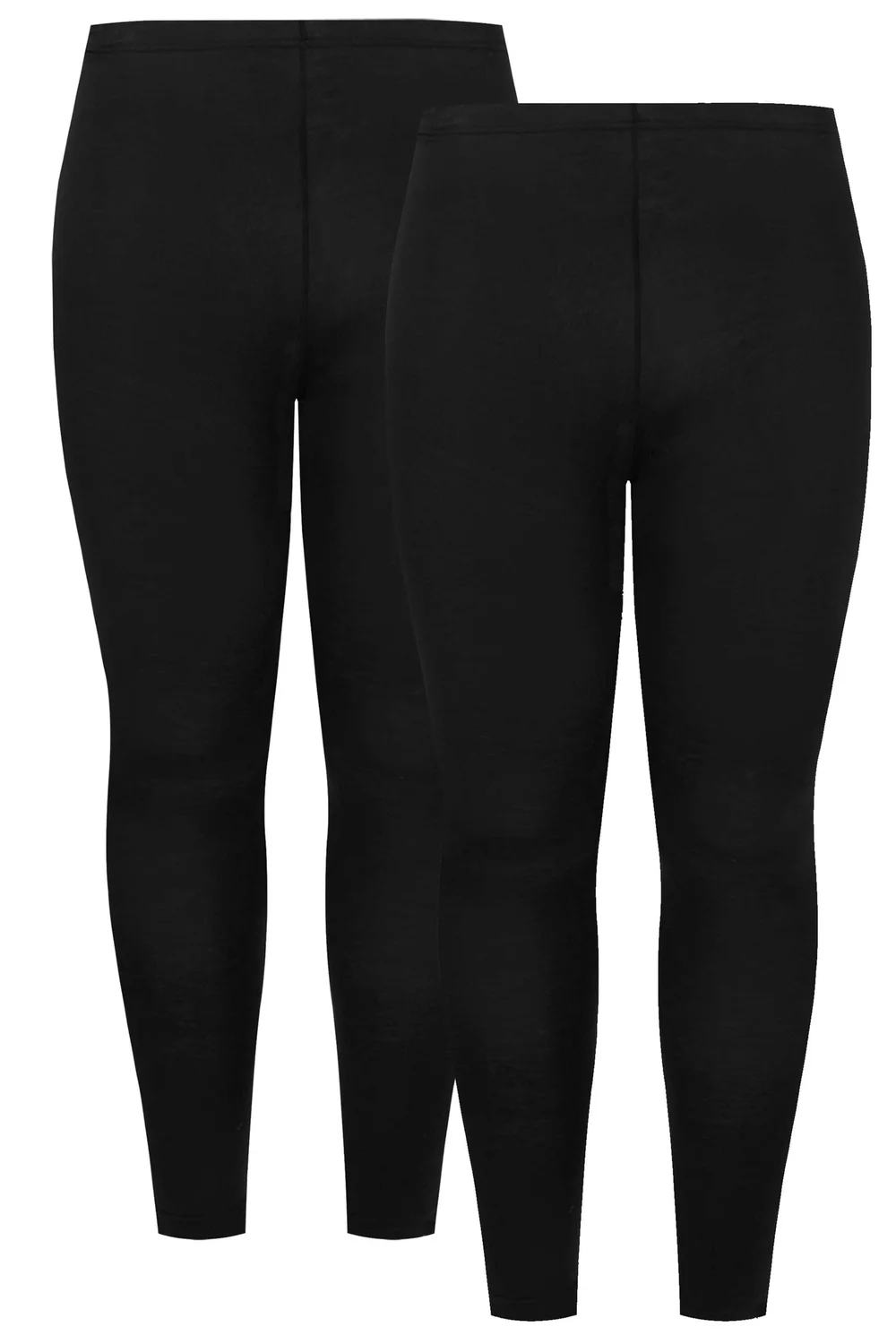 Yours For Good 2 Pack Curve Black Cotton Stretch Leggings - 26/L28 Image 1
