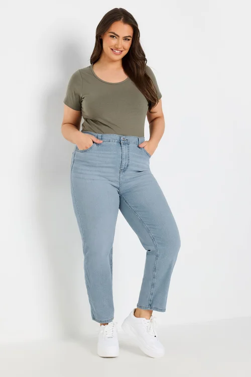 Yours Curve Light Blue Straight Leg RUBY Jeans - 24/L32 Image 2