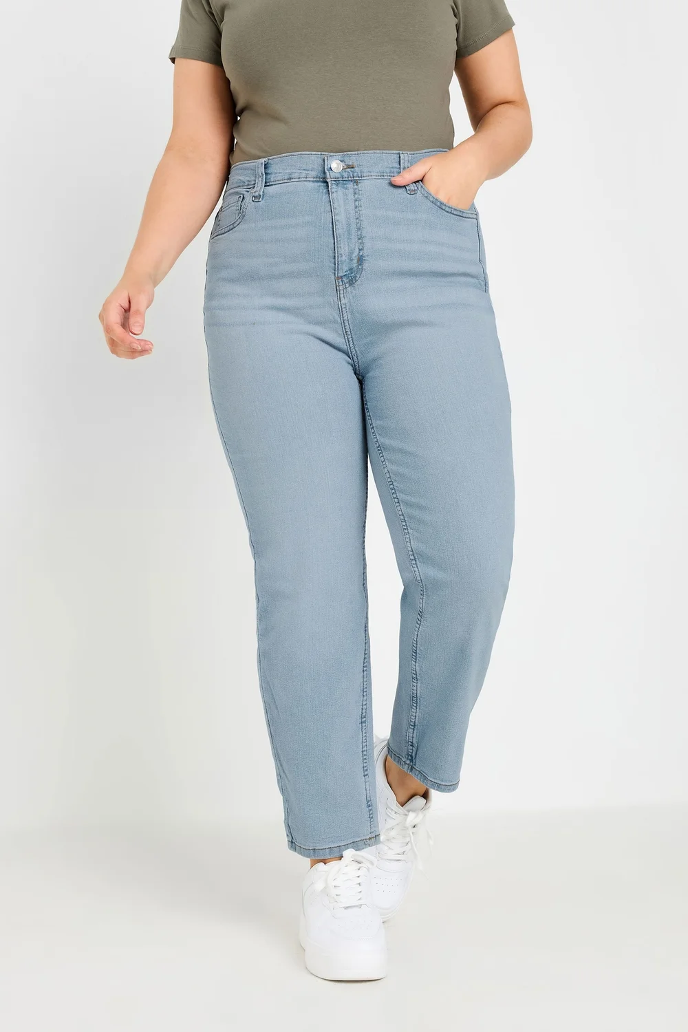 Yours Curve Light Blue Straight Leg RUBY Jeans - 24/L32 Image 1