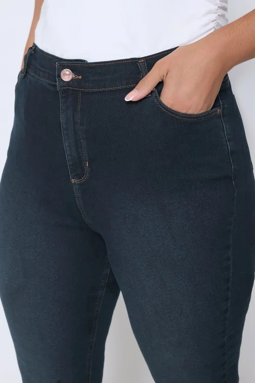 Yours Curve Dark Indigo Blue Bootcut Stretch ISLA Jeans - 26/L32 Image 3
