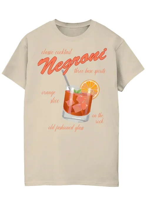 Brands In Negroni Three Base Spirits Sand Boyfriend Fit Graphic T-Shirt - Small Image 1