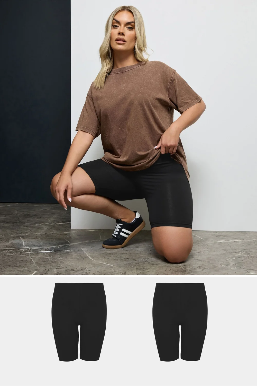 Yours 2 Pack Curve Black Stretch Cycling Shorts - 24 Image 1
