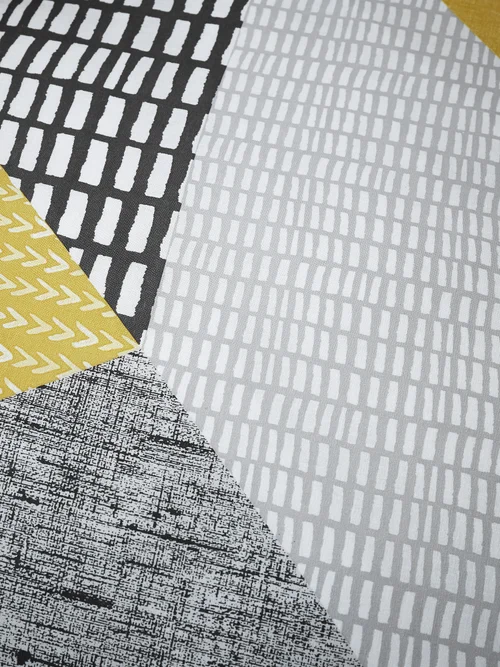 Catherine Lansfield Larsson Geo Reversible Duvet Cover Set Ochre Yellow - Single Image 3