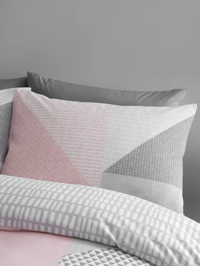 Catherine Lansfield Larsson Geo Reversible Duvet Cover Set Pink