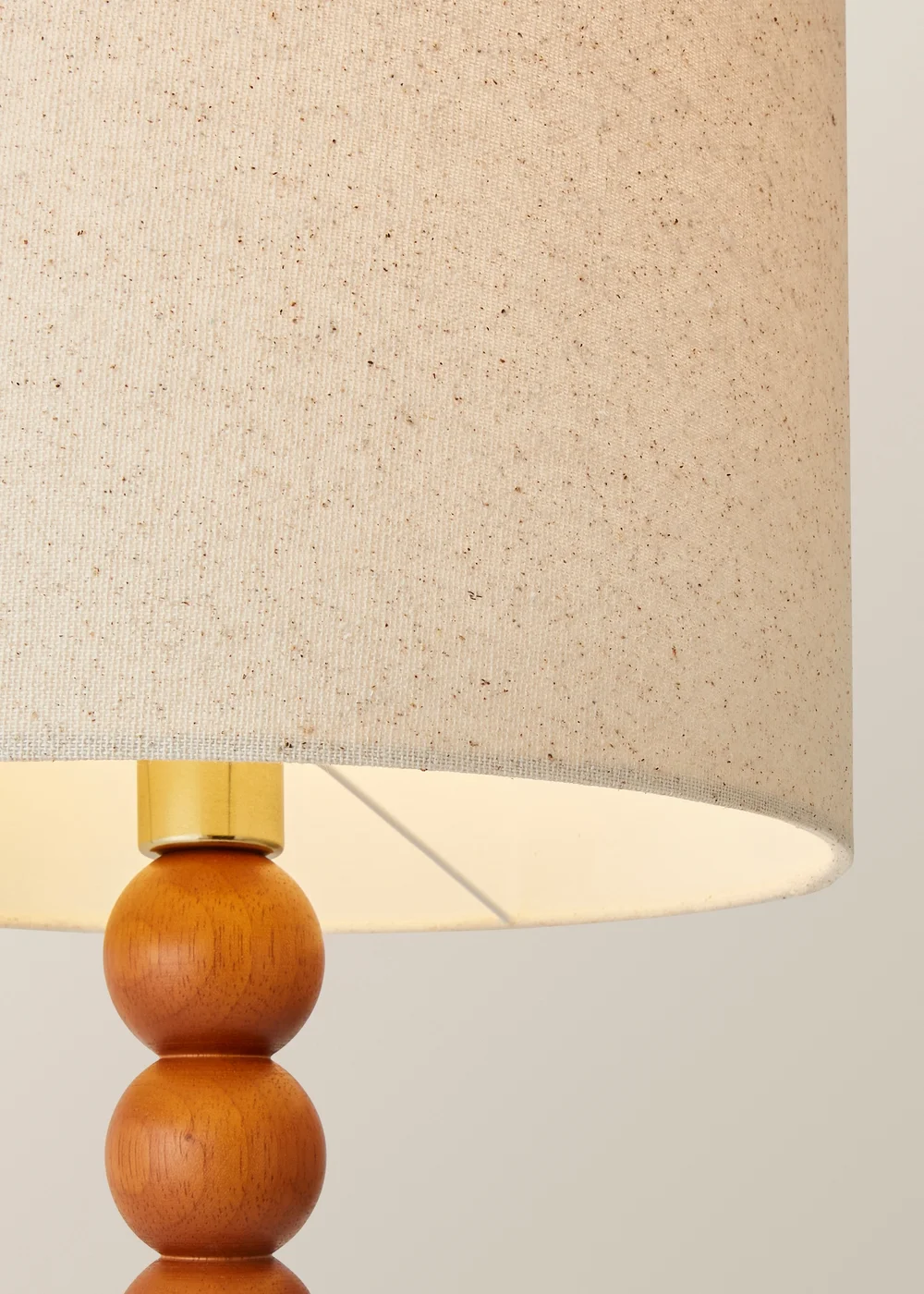 ValueLights Wyatt Linen Drum Lamp Shade Walnut Wood Bobbin Table Lamp - One Size Image 4