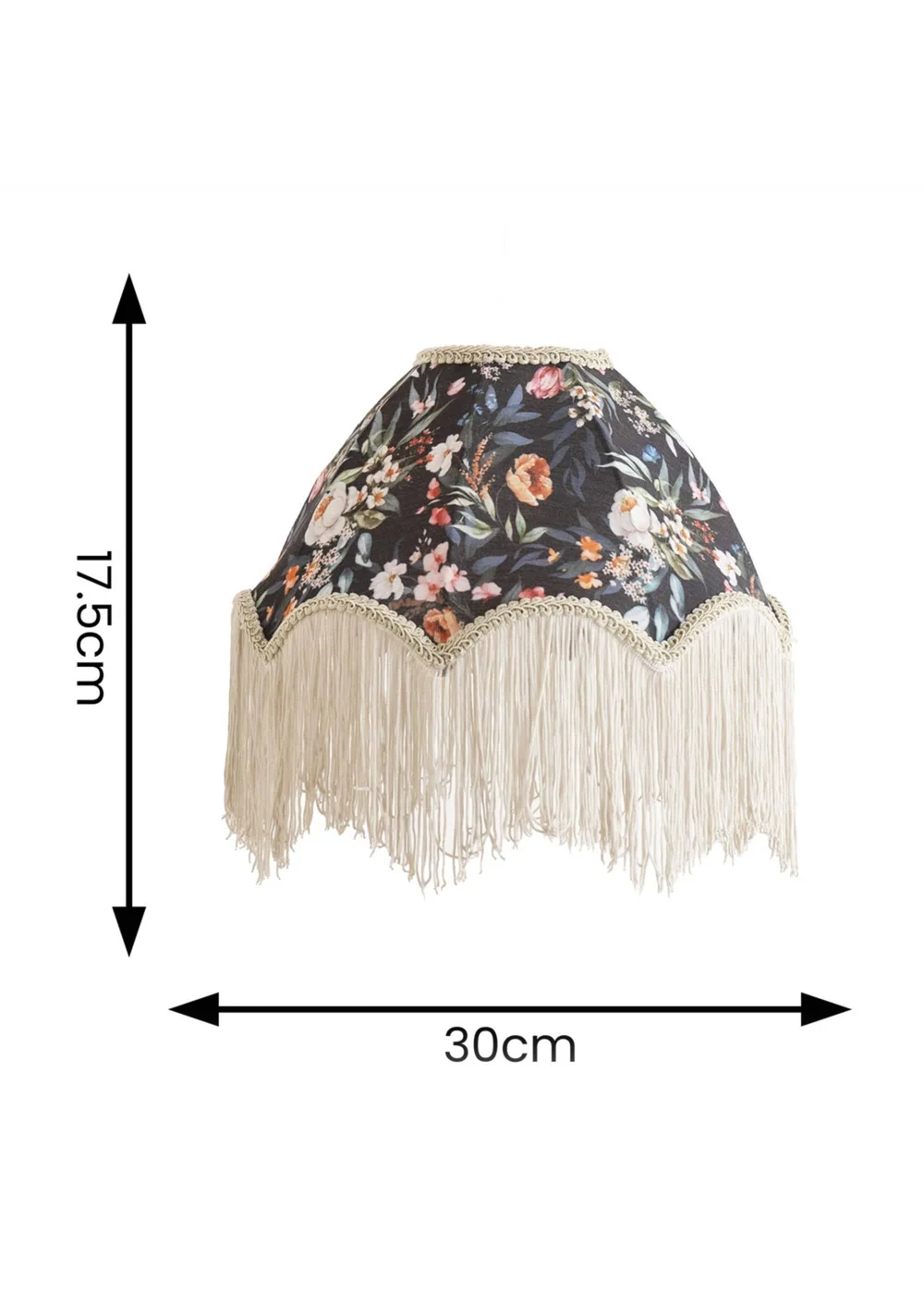 ValueLights Peony Scalloped Floral Fabric Classic Lamp Shade with Cream Tassels - One Size Image 6