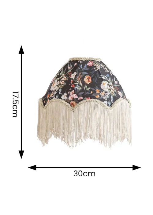 ValueLights Peony Scalloped Floral Fabric Classic Lamp Shade with Cream Tassels - One Size Image 6