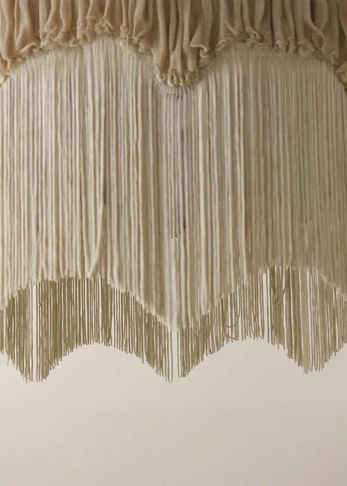 ValueLights Peony Scalloped Floral Fabric Classic Lamp Shade with Cream Tassels - One Size Image 5