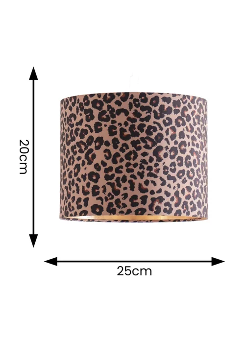 ValueLights Oasis Leopard Print Fabric with Inner Drum Ceiling Lamp Shade - One Size Image 6