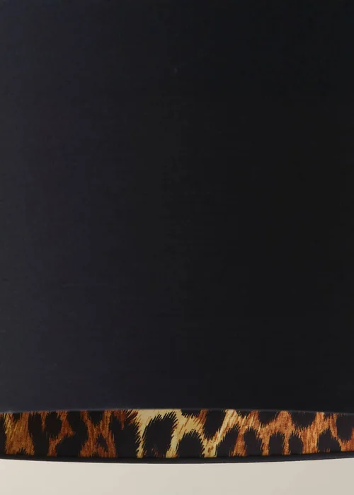 ValueLights Oasis Black Fabric with Leopard Print Inner Drum Ceiling Large Lamp Shade - One Size Image 5