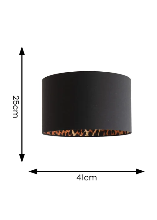 ValueLights Oasis Black Fabric with Leopard Print Inner Drum Ceiling Large Lamp Shade - One Size Image 6