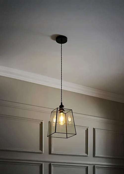 ValueLights Susie Glass Lantern Lamp Shade Matte Single Ceiling Pendant Light - One Size Image 1