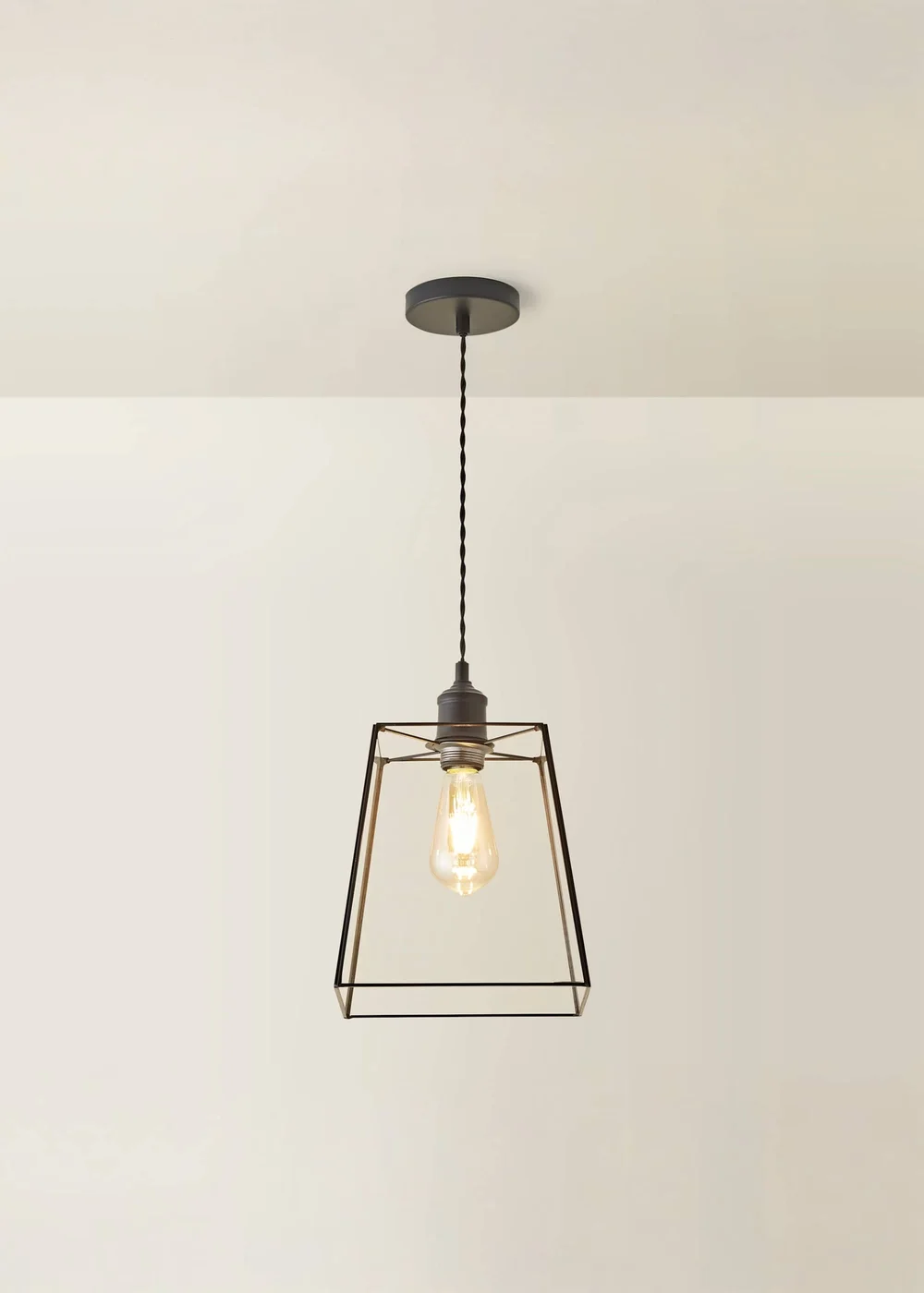 ValueLights Susie Glass Lantern Lamp Shade Matte Single Ceiling Pendant Light - One Size Image 5