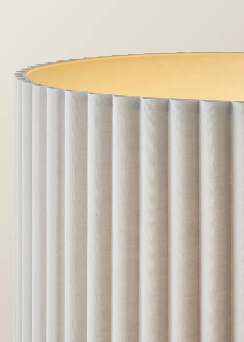 ValueLights Lenny Drum Lamp Shade Colour Drench Ribbed Fabric Midi Floor Lamp - One Size Image 4