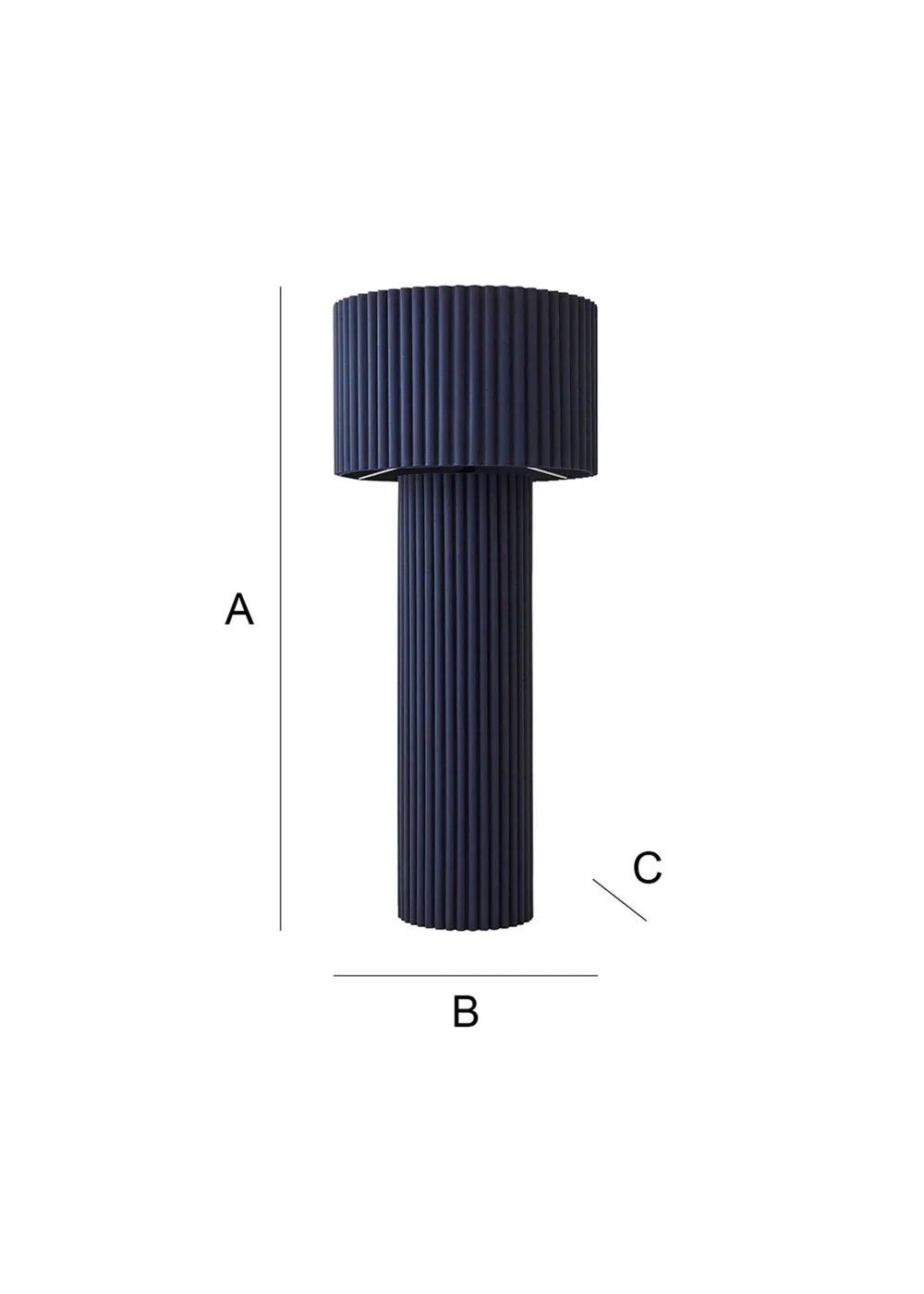 ValueLights Lenny Drum Lamp Shade Colour Drench Ribbed Fabric Midi Floor Lamp - One Size Image 6