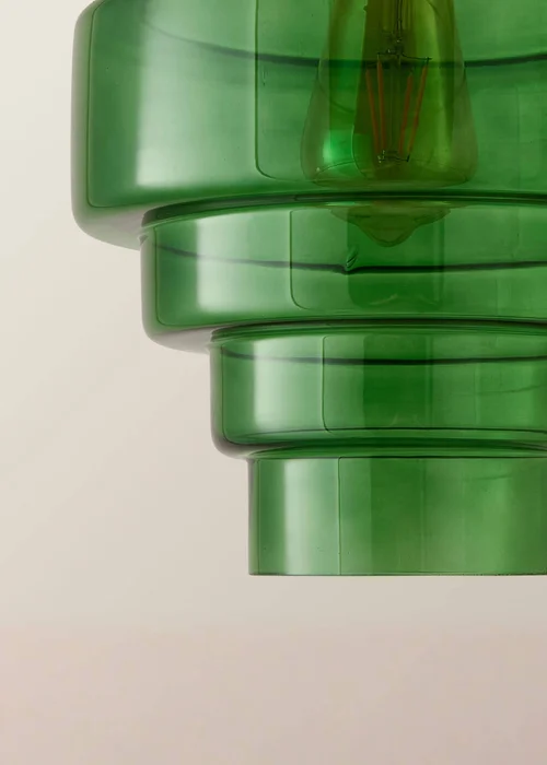 ValueLights Lane Green Glass 5 Tier Layered Easy Fit Ceiling Pendant Lamp Shade - One Size Image 4