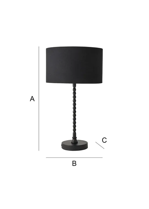 ValueLights Maeve Black Fabric Drum Lamp Shade Bobbin Bobble Table Lamp - One Size Image 6