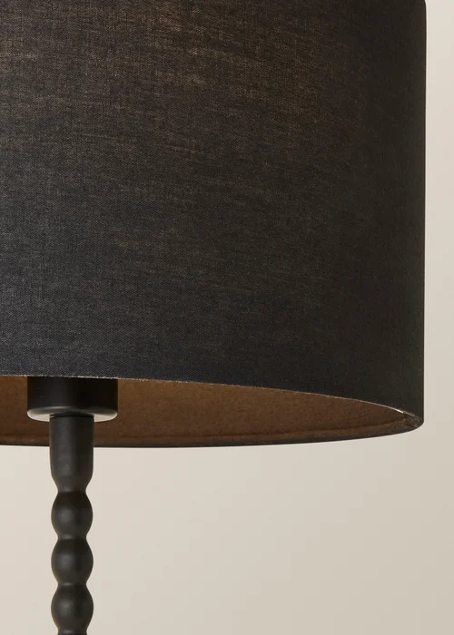 ValueLights Maeve Black Fabric Drum Lamp Shade Bobbin Bobble Table Lamp - One Size Image 4