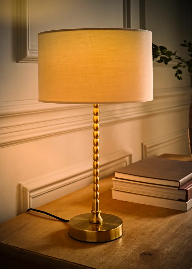 ValueLights Maeve Black Fabric Drum Lamp Shade Bobbin Bobble Table Lamp