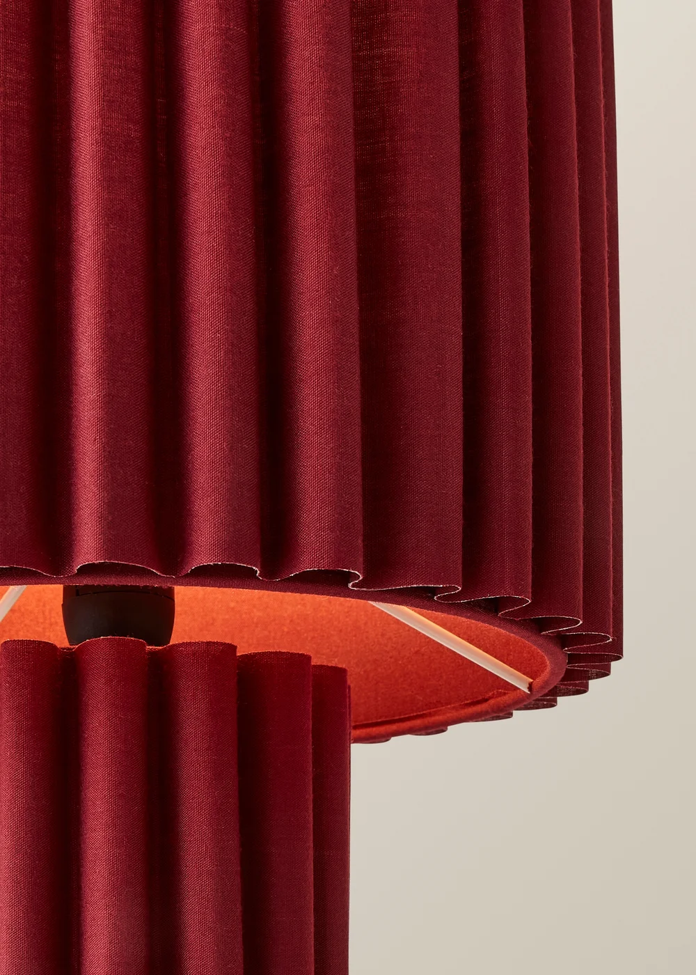 ValueLights Lenny Drum Lamp Shade Colour Drench Ribbed Full Fabric Table Lamp - One Size Image 4