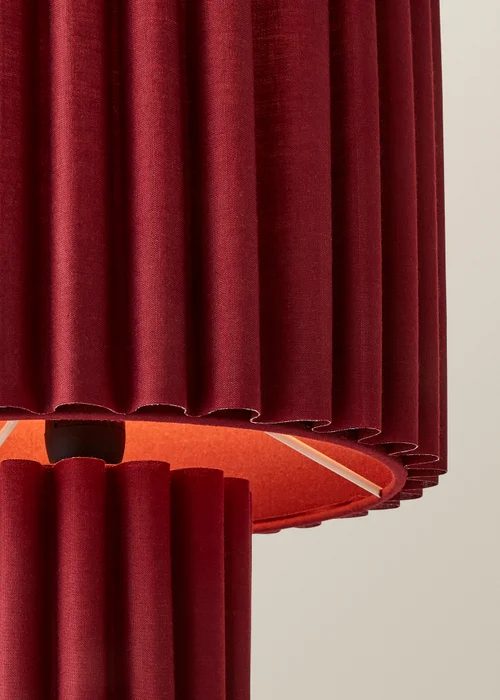 ValueLights Lenny Drum Lamp Shade Colour Drench Ribbed Full Fabric Table Lamp - One Size Image 4